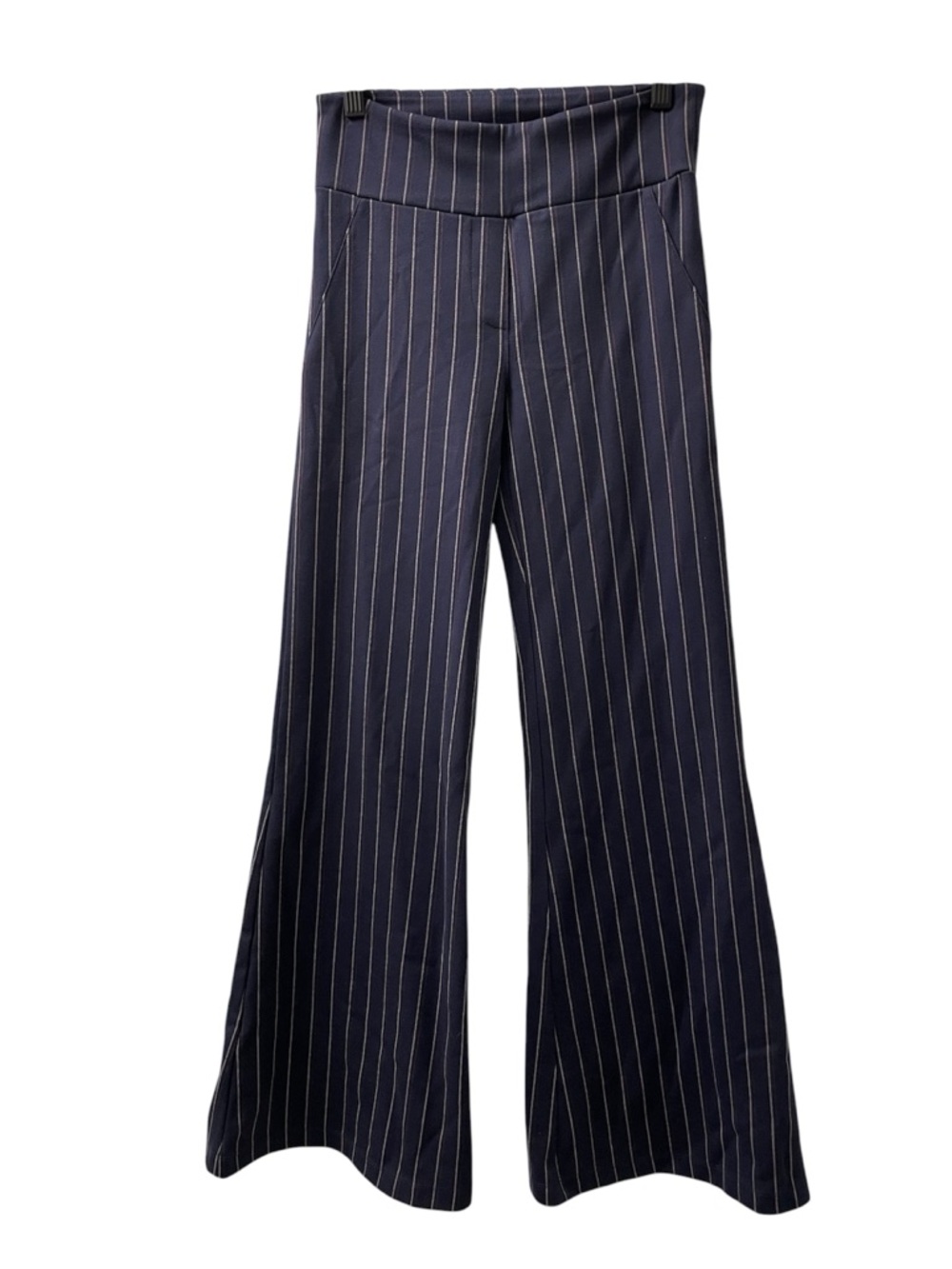 Betabrand Navy Striped Flare Dress Yoga Pant